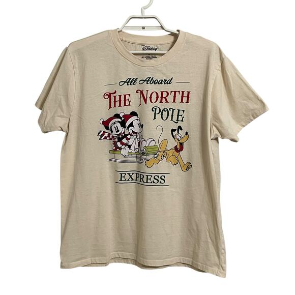 Disney All Aboard North Pole Express Mickey Minnie TShirt - Picture 1 of 4